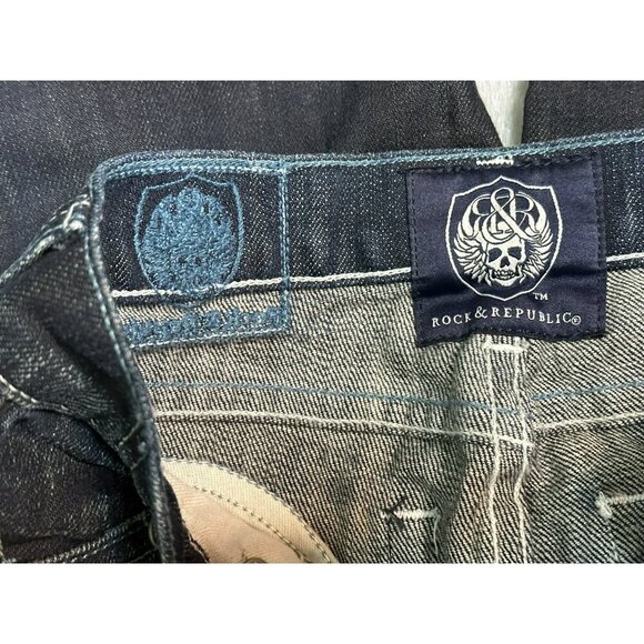 Rock & Republic Women's 10 Bernie Bootcut Dark Wash Distressed - Picture 11 of 14